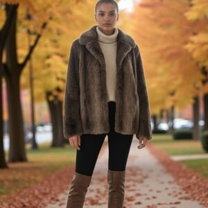 Betsey Johnson Brown Faux Fur Coat